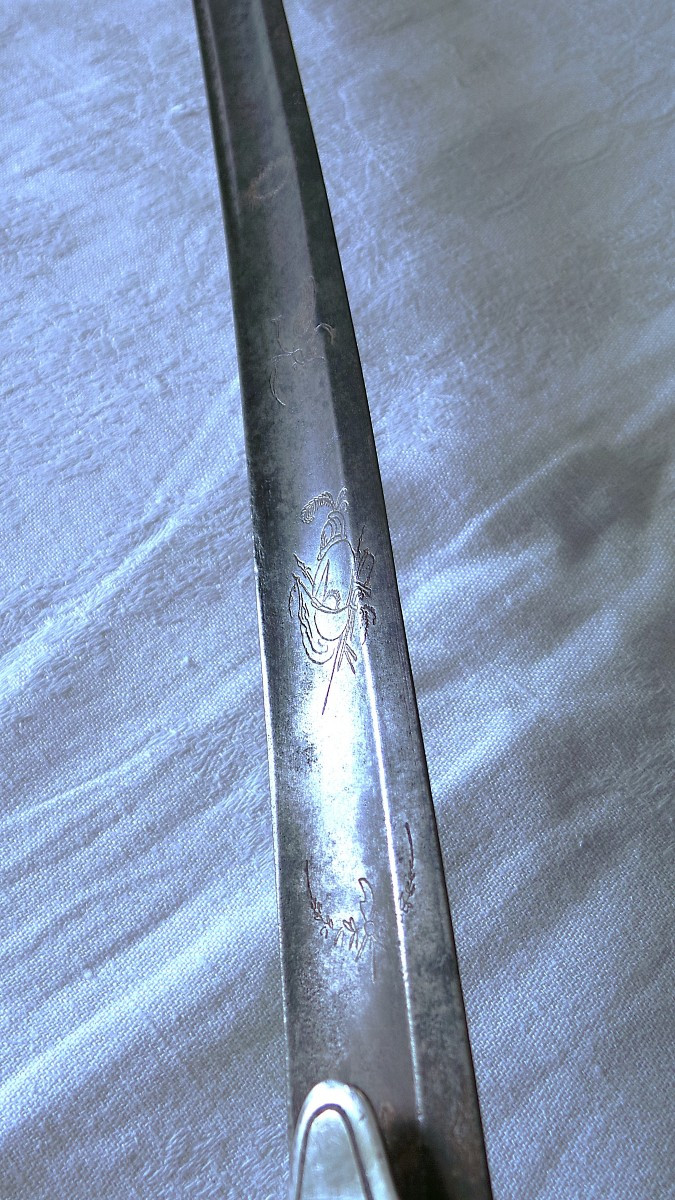 1 St Empire Silver Mounted Horse Hunter Officer's Saber - Second Coq Paris - France-photo-8