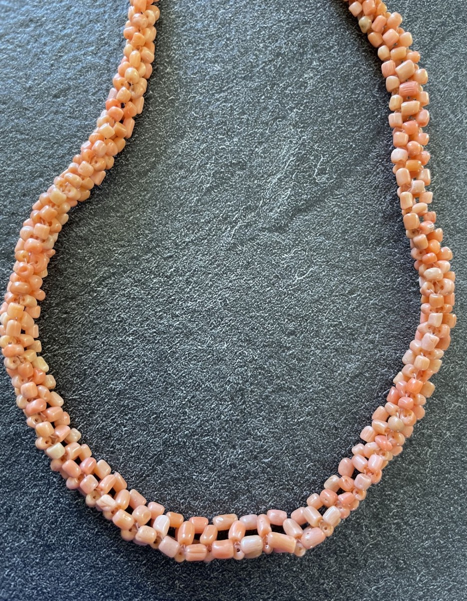 COLLIER EN PERLE DE CORAIL - RAS DE COU-photo-4
