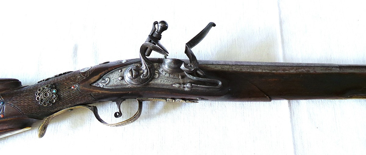 TROMBLON OTTOMAN A SILEX - PLATINE SIGNE " N . FRACHET " - XVIII°-photo-2