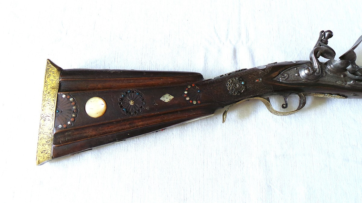 TROMBLON OTTOMAN A SILEX - PLATINE SIGNE " N . FRACHET " - XVIII°-photo-4