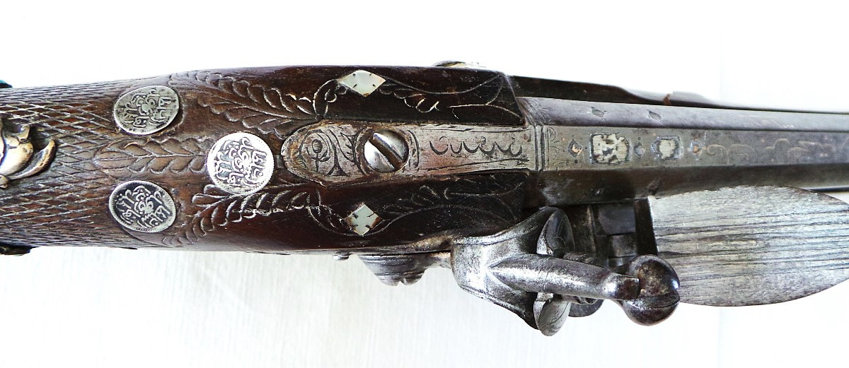 TROMBLON OTTOMAN A SILEX - PLATINE SIGNE " N . FRACHET " - XVIII°-photo-4