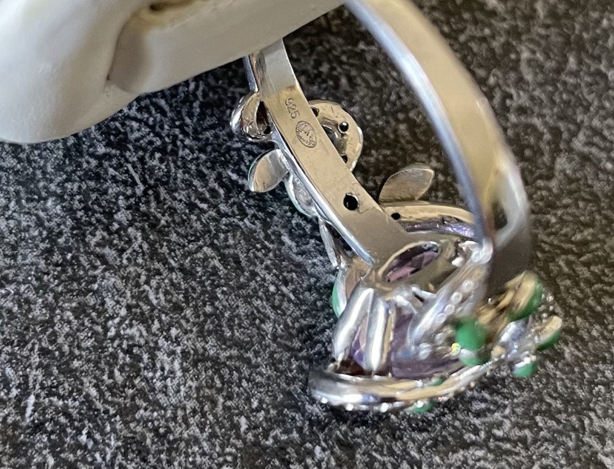 BAGUE SERPENT " DE L EDEN " - ARGENT 925 -POINCON  DE MARQUE- XX°-photo-2