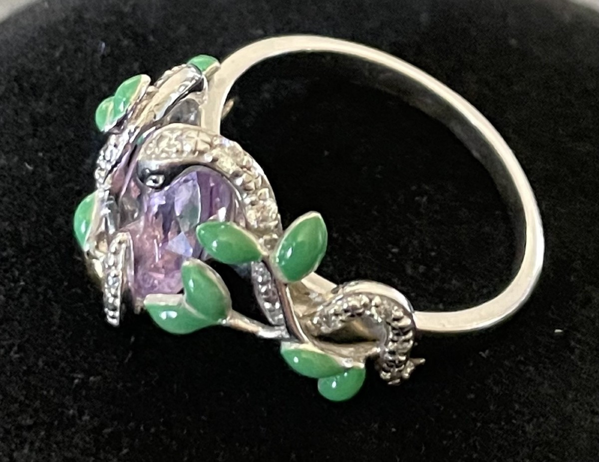 BAGUE SERPENT " DE L EDEN " - ARGENT 925 -POINCON  DE MARQUE- XX°-photo-4