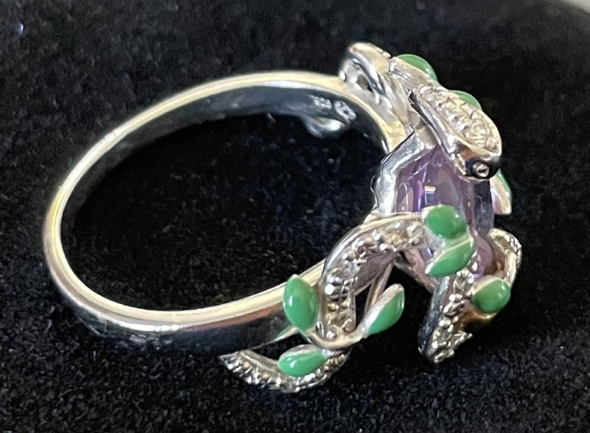 BAGUE SERPENT " DE L EDEN " - ARGENT 925 -POINCON  DE MARQUE- XX°-photo-1