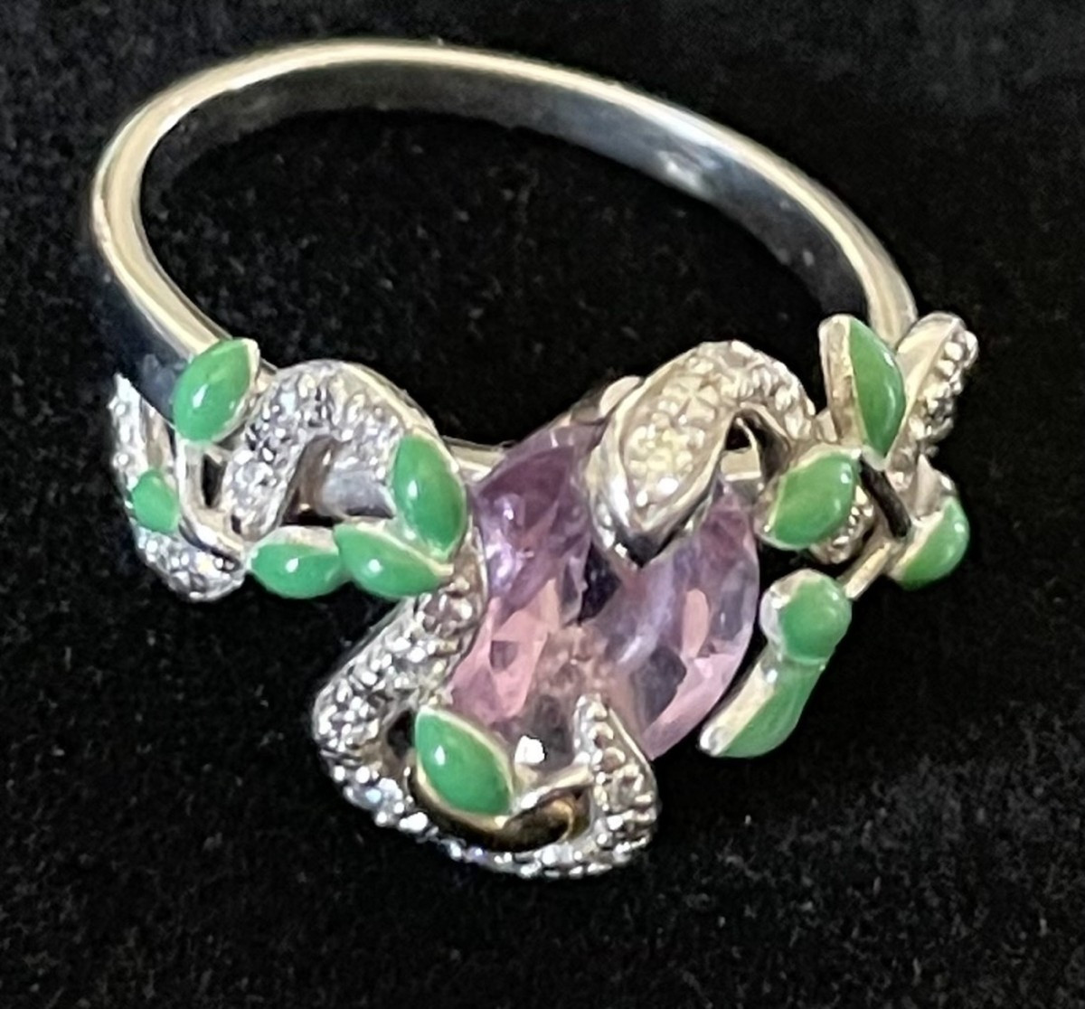 BAGUE SERPENT " DE L EDEN " - ARGENT 925 -POINCON  DE MARQUE- XX°-photo-2