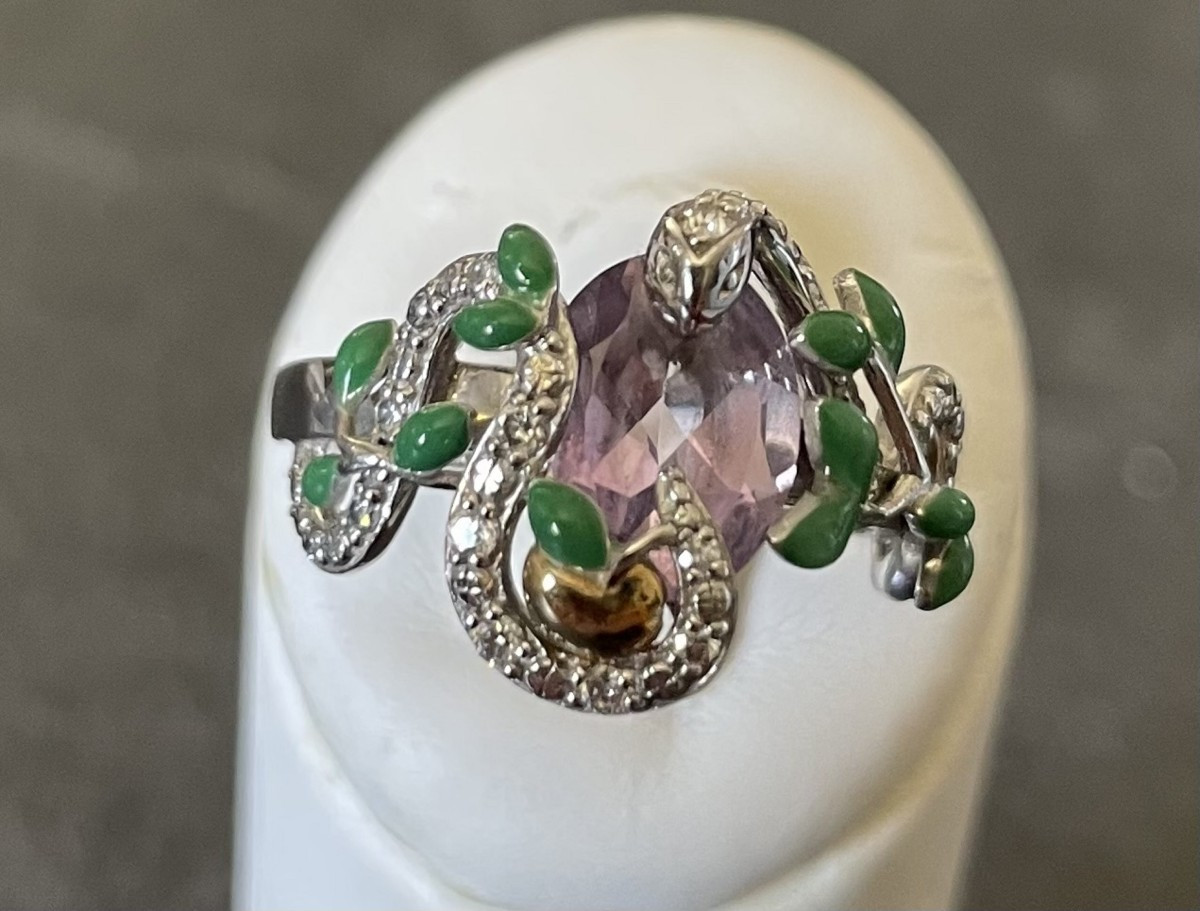 BAGUE SERPENT " DE L EDEN " - ARGENT 925 -POINCON  DE MARQUE- XX°