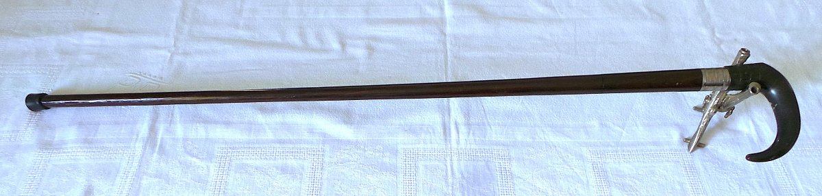 CANNE FUSIL  QUART DE TOUR -" J-C-DUMONTHIER " (1821-1881) CALIBRE 12MM-XIX°-photo-4