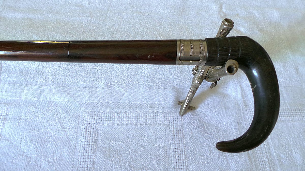 CANNE FUSIL  QUART DE TOUR -" J-C-DUMONTHIER " (1821-1881) CALIBRE 12MM-XIX°-photo-4