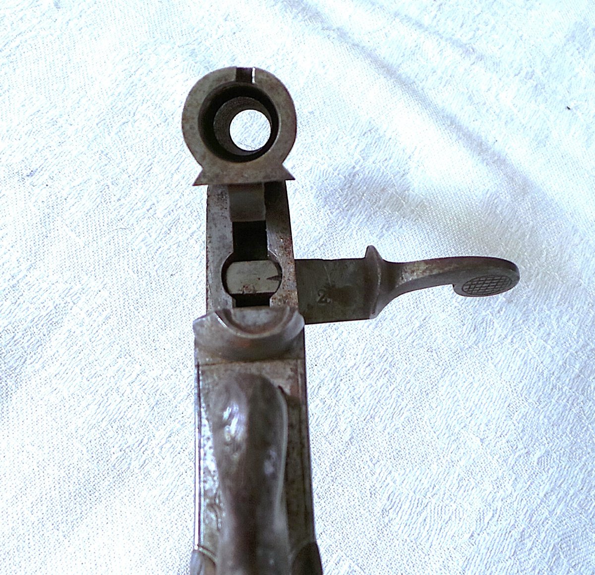 PISTOLET A CANON BASCULANT PAR CLEF DE VERROUILLAGE ET DETENTE RENTRANTE - XIX°-photo-1