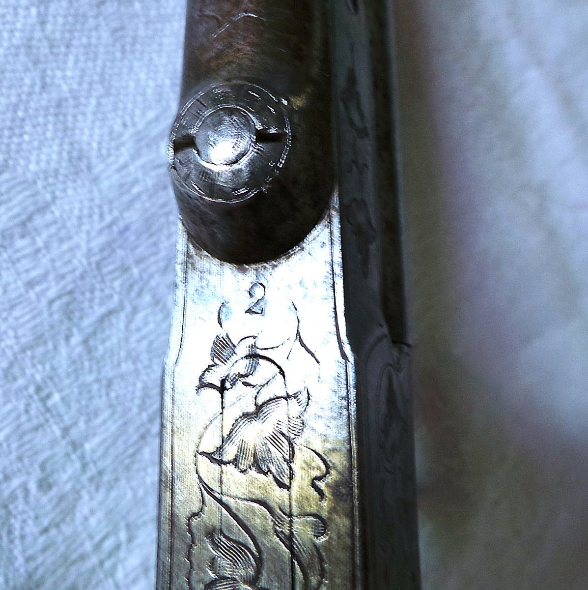 PISTOLET A CANON BASCULANT PAR CLEF DE VERROUILLAGE ET DETENTE RENTRANTE - XIX°-photo-3
