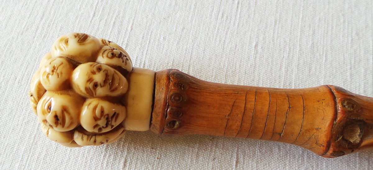 Cane - 19 Mask Heads From Theatre No - Sign - Japan - XIX° Century-photo-3