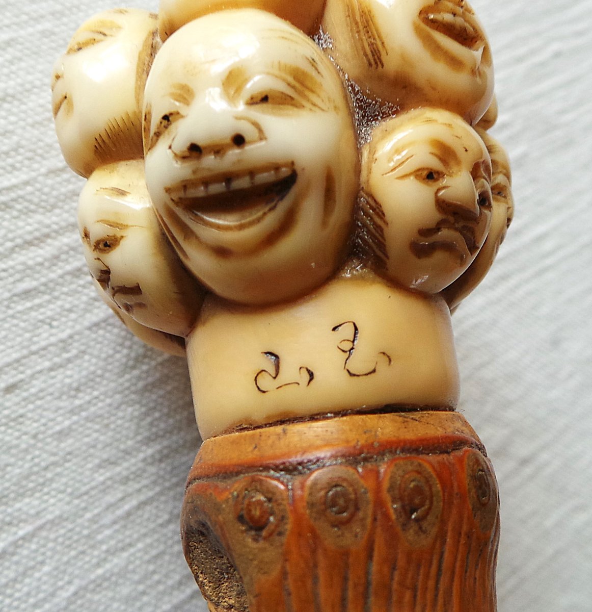 Cane - 19 Mask Heads From Theatre No - Sign - Japan - XIX° Century