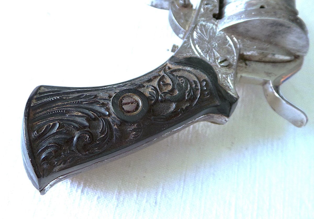 Lefaucheux-type Spindle Revolver With Folding Trigger In Its Holster - 19th Century-photo-1