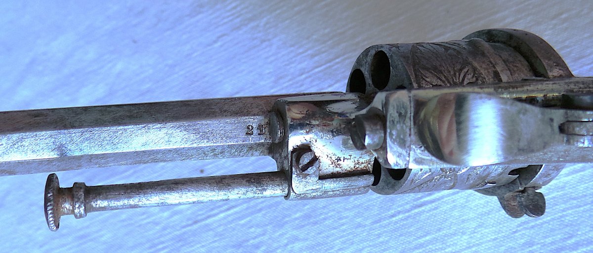 Lefaucheux-type Spindle Revolver With Folding Trigger In Its Holster - 19th Century-photo-2