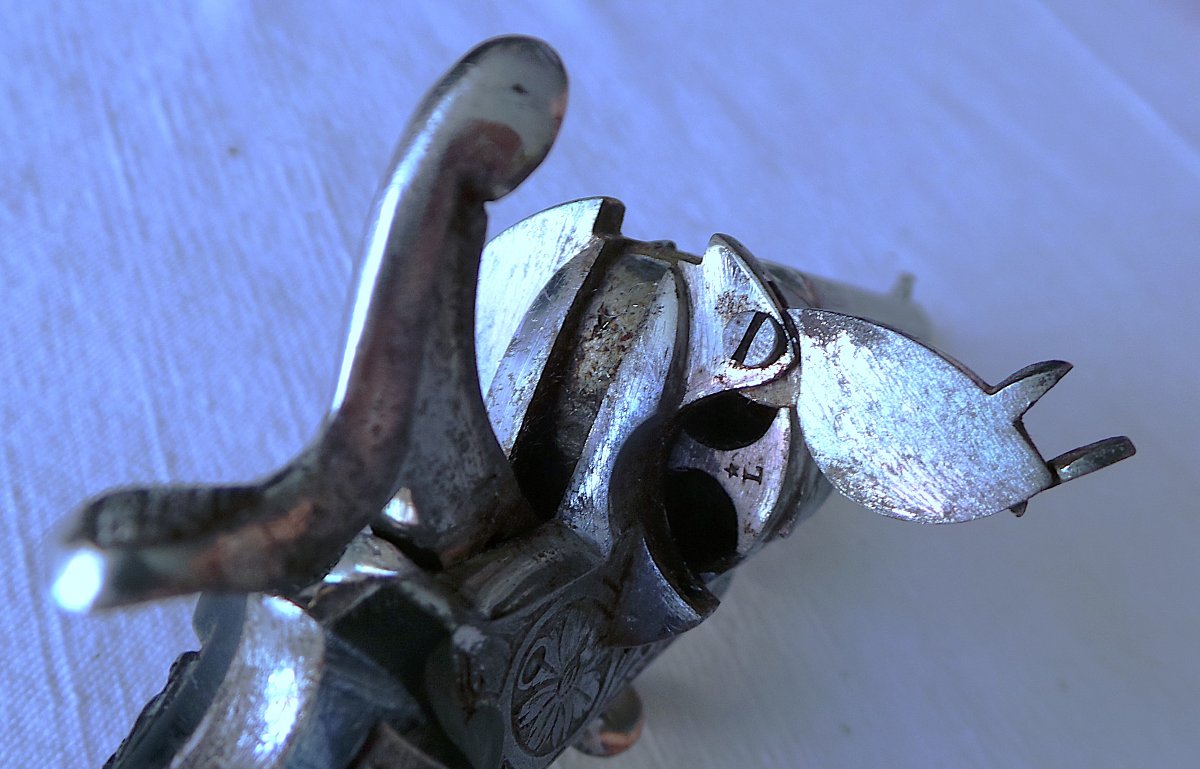 Lefaucheux-type Spindle Revolver With Folding Trigger In Its Holster - 19th Century-photo-3