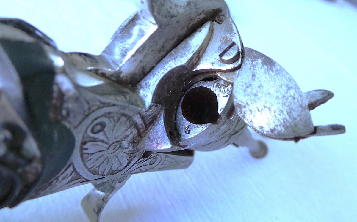 Lefaucheux-type Spindle Revolver With Folding Trigger In Its Holster - 19th Century-photo-4