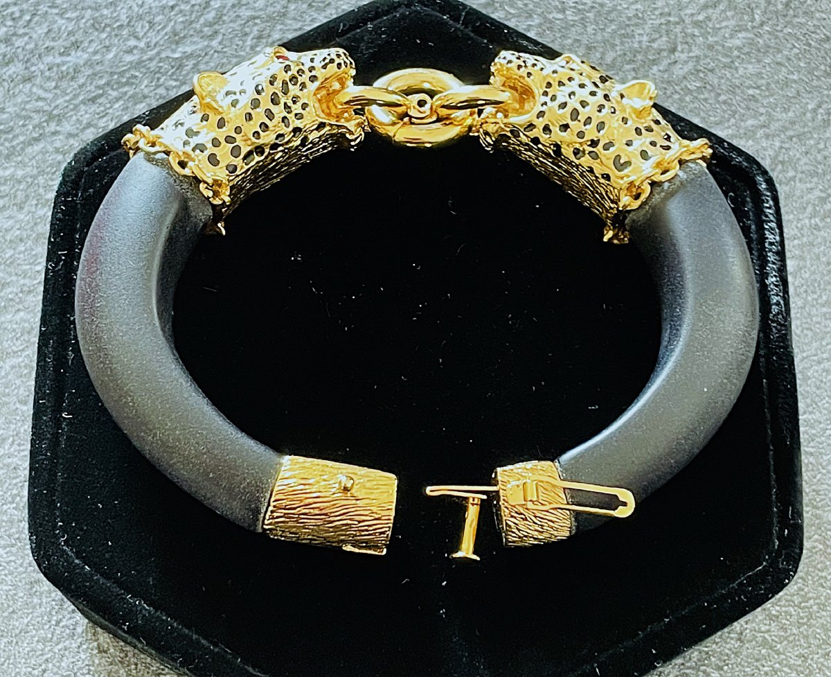 BRACELET  OUVRANT " THE DUCHESS OF WINDSOR PANTHER " -FRANKLIN MINT -1987- XX°-photo-4