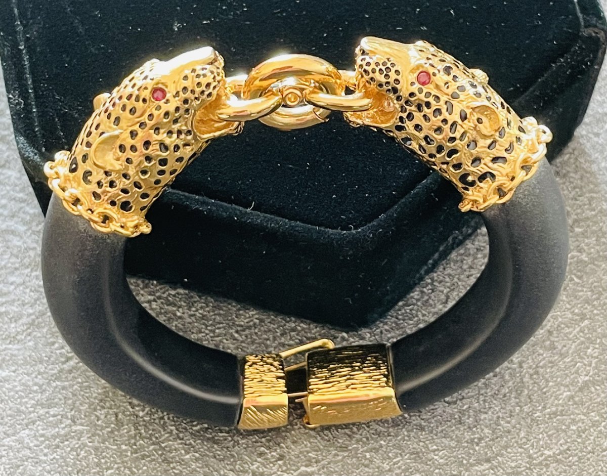 BRACELET  OUVRANT " THE DUCHESS OF WINDSOR PANTHER " -FRANKLIN MINT -1987- XX°