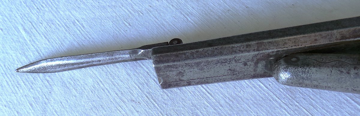 Two-barrel Table Pistol + Folding Bayonet - 19th Century-photo-4
