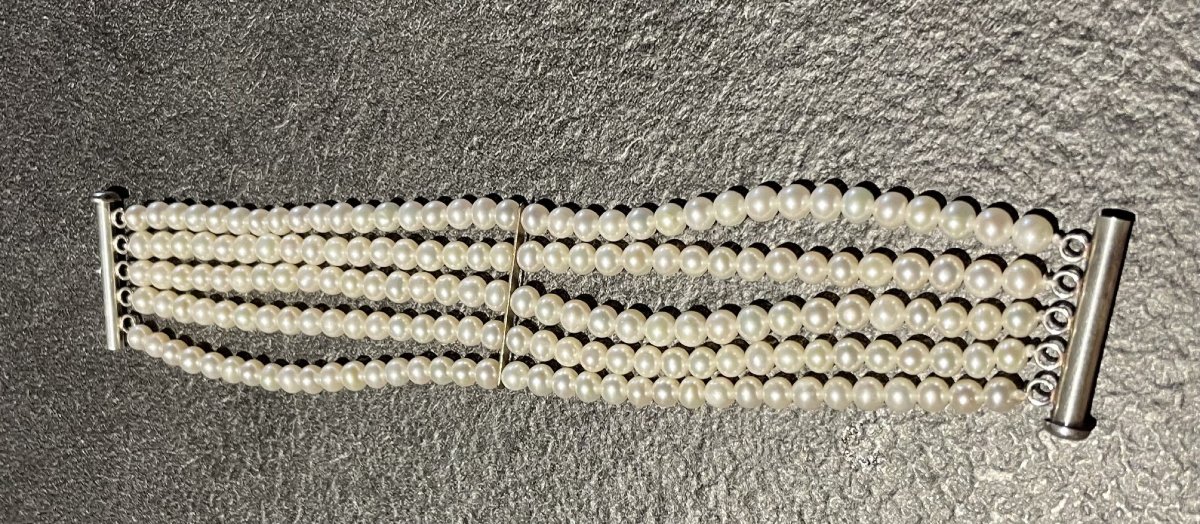 BRACELET DE 170 PERLES D EAU DOUCE SUR 5 RANGS - XX°-photo-2