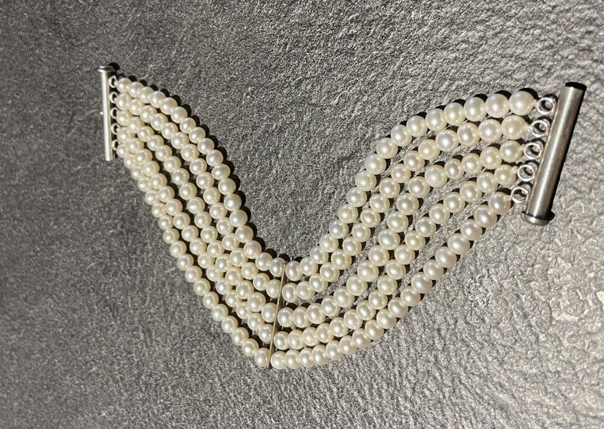 BRACELET DE 170 PERLES D EAU DOUCE SUR 5 RANGS - XX°-photo-3