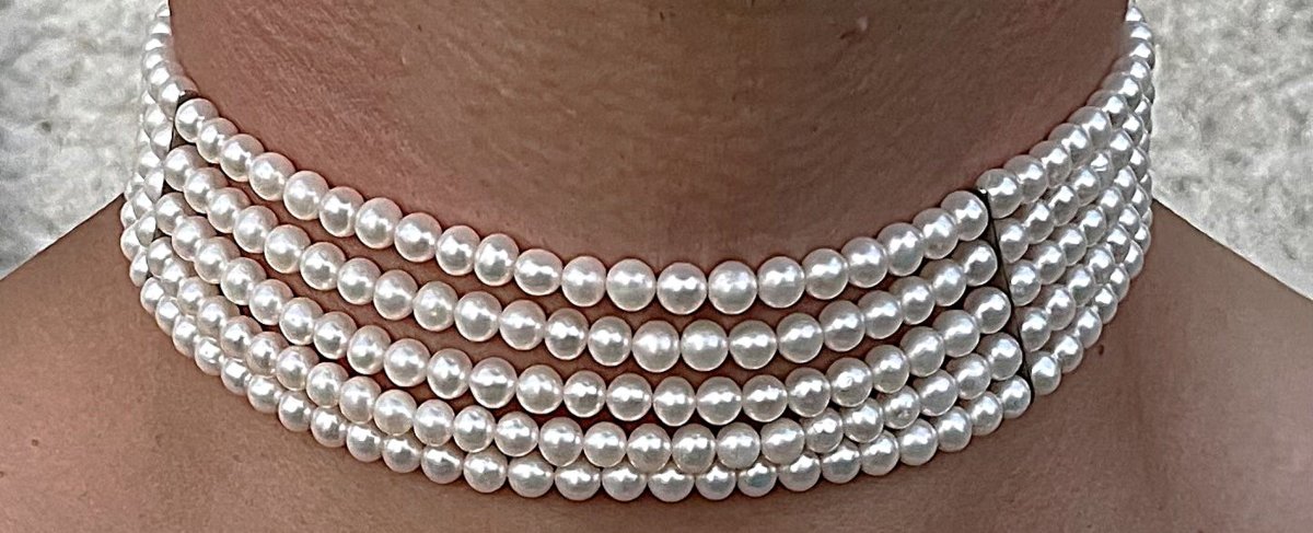 COLLIER RAS DE COU DE 360 PERLES D EAU DOUCE SUR 5 RANGS - XX°-photo-2