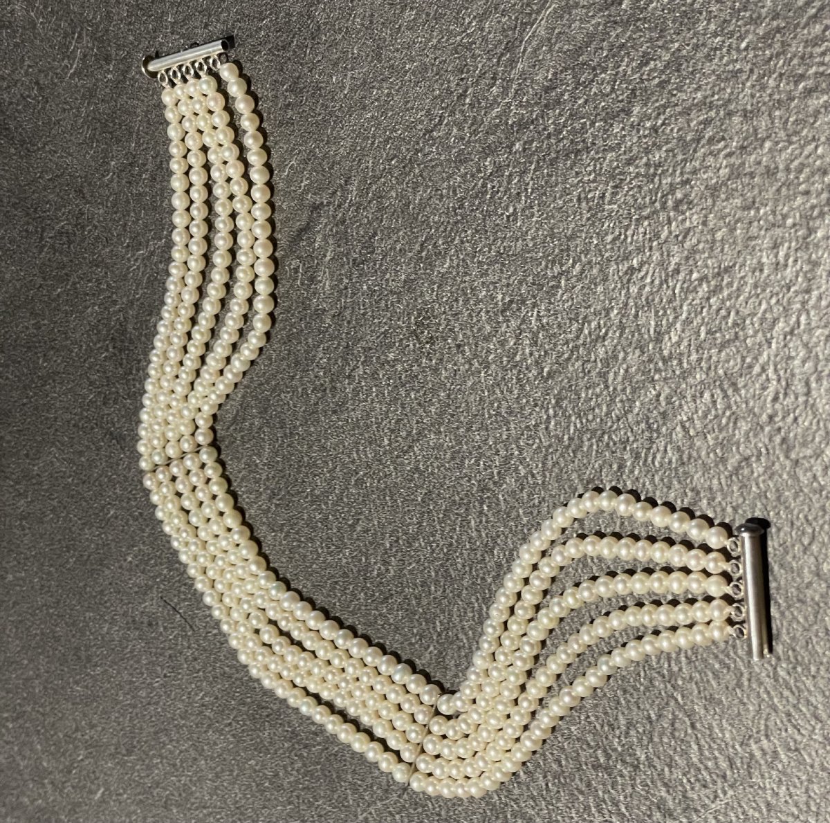 COLLIER RAS DE COU DE 360 PERLES D EAU DOUCE SUR 5 RANGS - XX°-photo-4