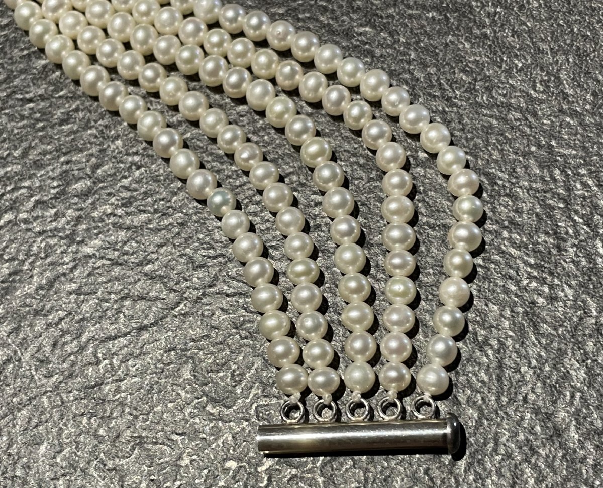 COLLIER RAS DE COU DE 360 PERLES D EAU DOUCE SUR 5 RANGS - XX°-photo-1