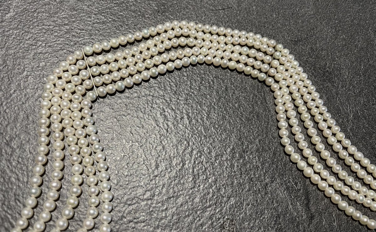 COLLIER RAS DE COU DE 360 PERLES D EAU DOUCE SUR 5 RANGS - XX°-photo-5