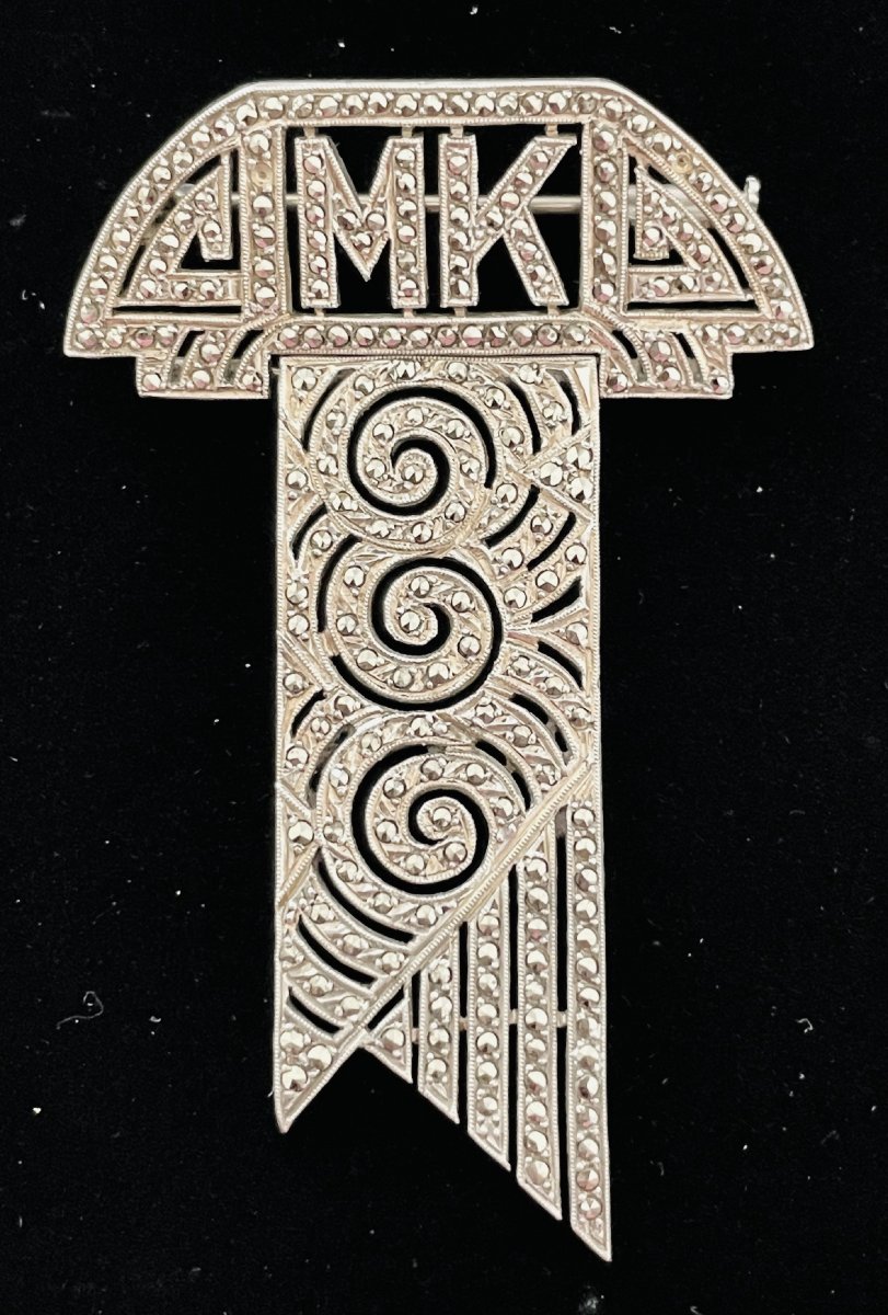 BROCHE ART DECO - ARGENT ET MARCASSITES - CIRCA 1920-photo-4
