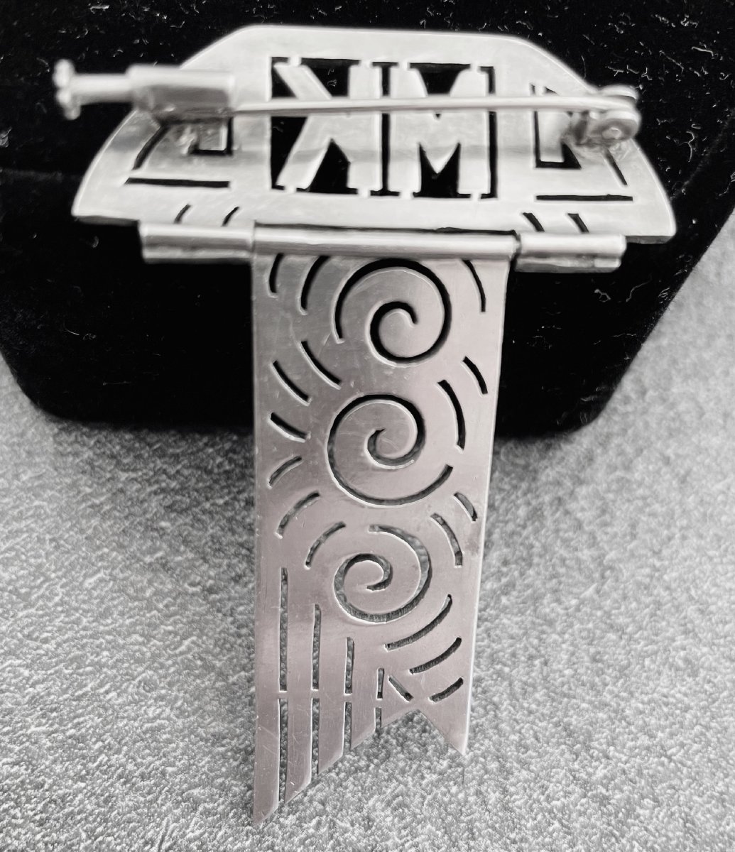 BROCHE ART DECO - ARGENT ET MARCASSITES - CIRCA 1920-photo-2