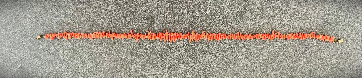 Antique Coral Chain Choker Necklace - 20th Century-photo-4