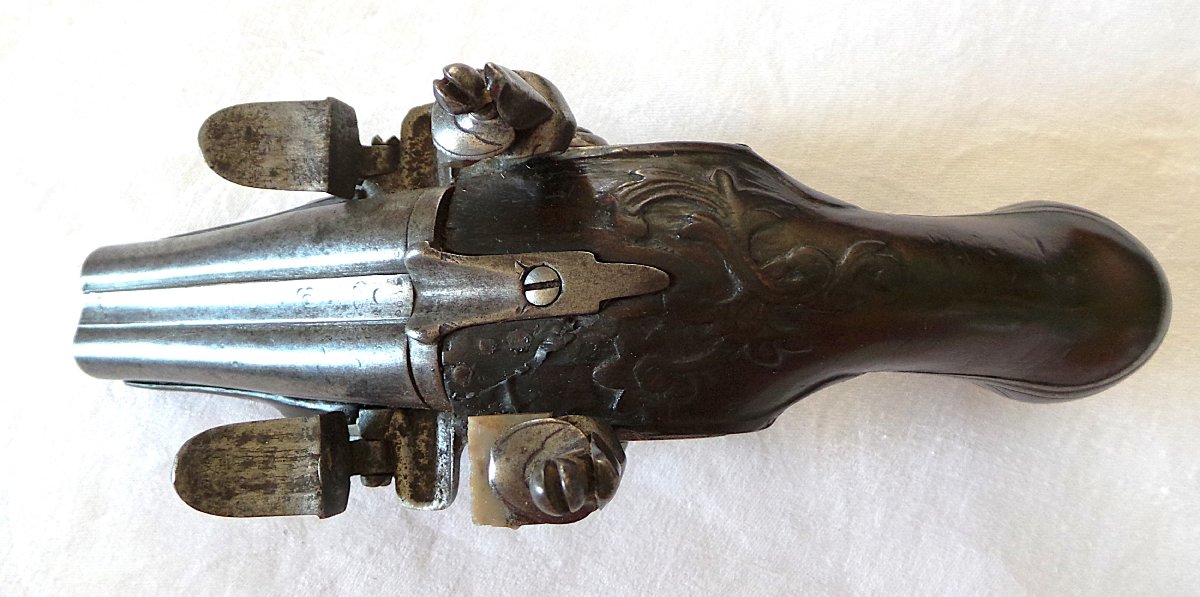 Travel Flintlock Pistol — Side-by-side Barrels — 18th Century — Louis XV — 1760-photo-2