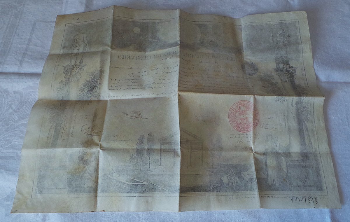 DIPLOME MACONNIQUE  DE MAITRE  SUR VELIN - 1847- EPOQUE LOUIS-PHILIPPE-photo-5