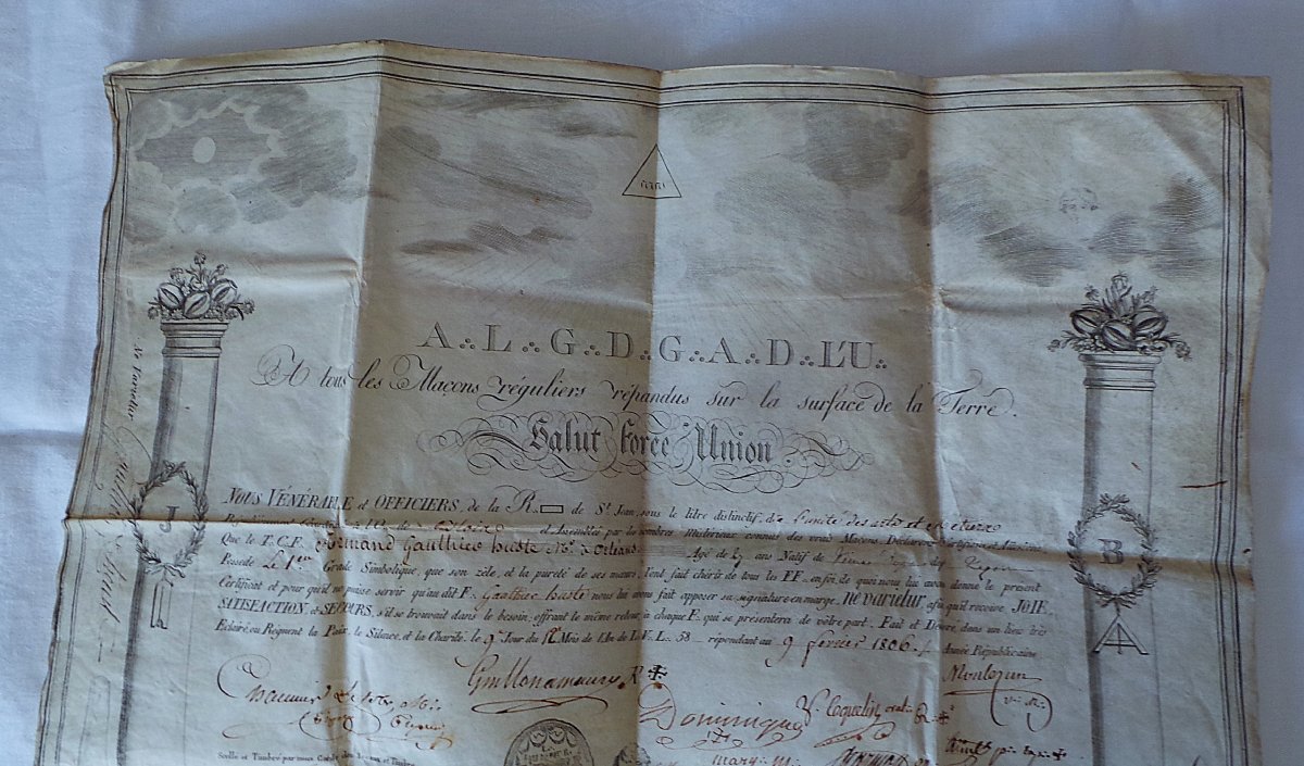 Masonic Diploma - First Empire - 1806 - St. John's Lodge - XIX°-photo-2