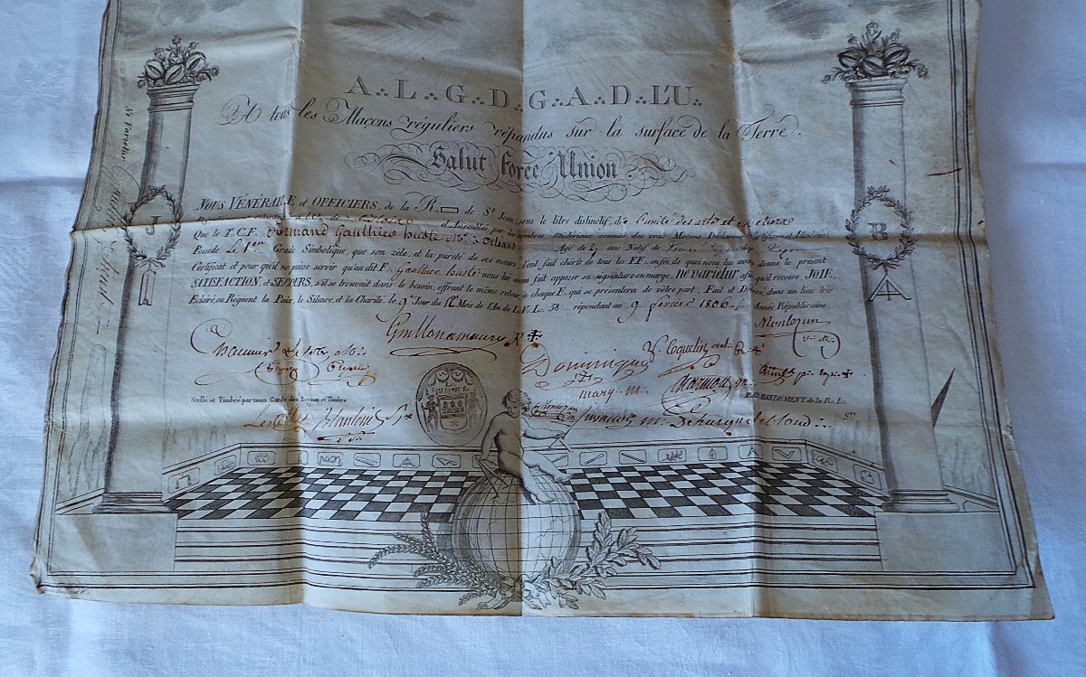 Masonic Diploma - First Empire - 1806 - St. John's Lodge - XIX°-photo-3