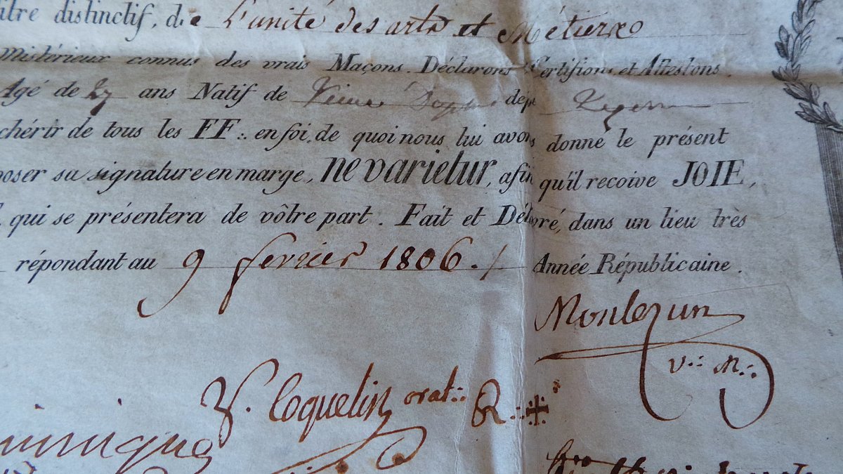 Masonic Diploma - First Empire - 1806 - St. John's Lodge - XIX°-photo-4