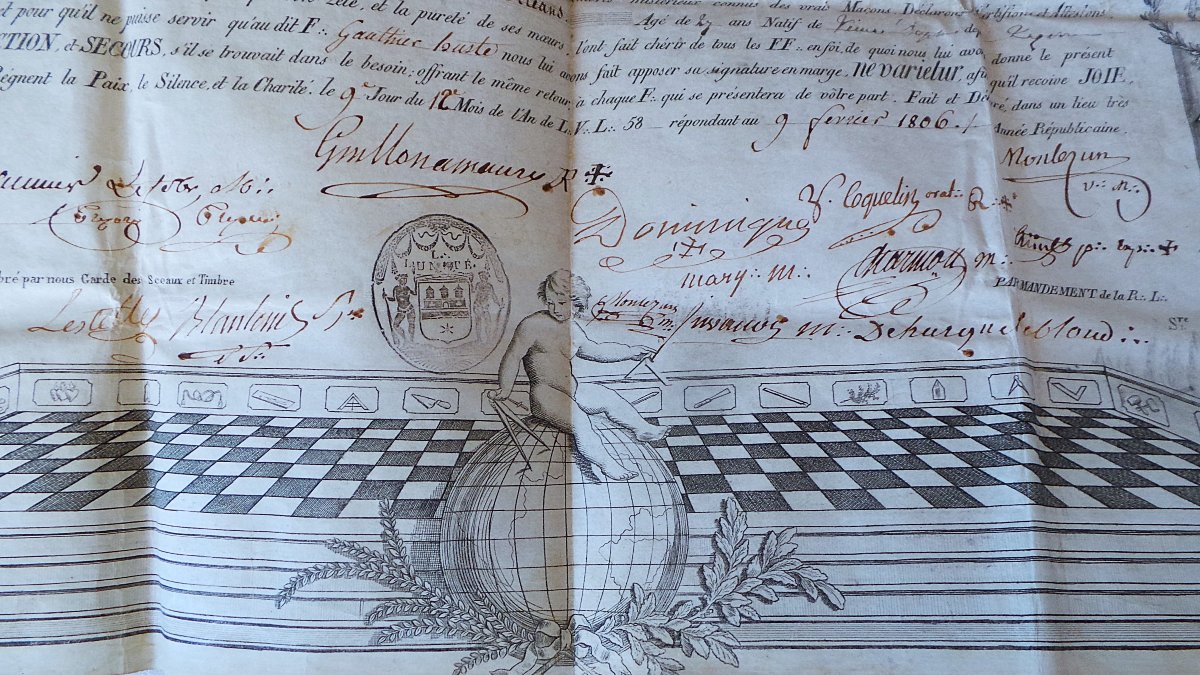 Masonic Diploma - First Empire - 1806 - St. John's Lodge - XIX°-photo-1