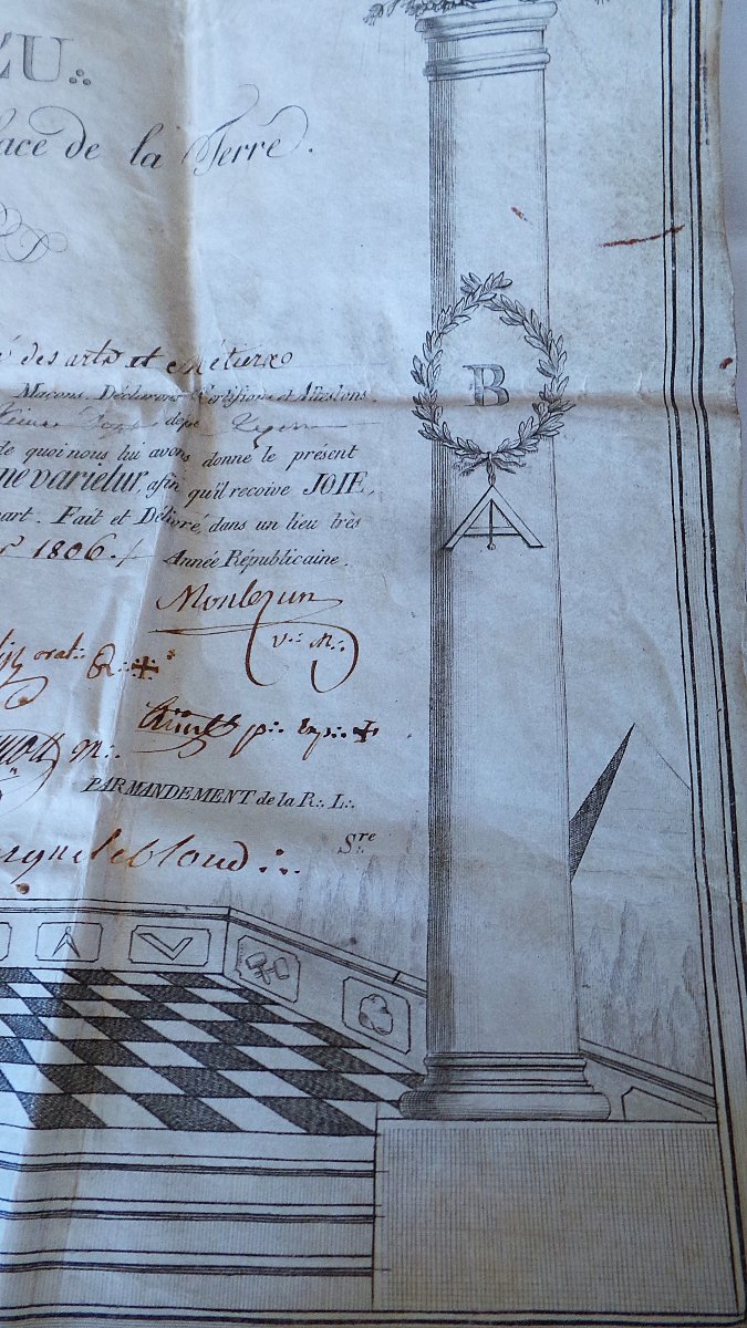 Masonic Diploma - First Empire - 1806 - St. John's Lodge - XIX°-photo-5
