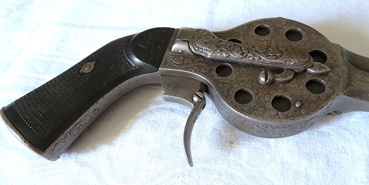Rotovolver Revolver - Patent 1865 - "noel & Gouery" - 10-shot - 7.5 Mm Caliber - Second Empire-photo-3