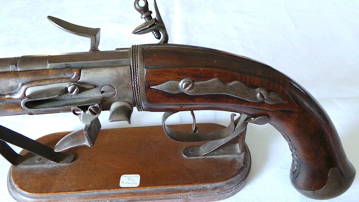 PISTOLET A SILEX A 2 CANONS TOURNANTS - XVII° -LOUIS XIV - CIRCA -1650 - 1680-photo-3