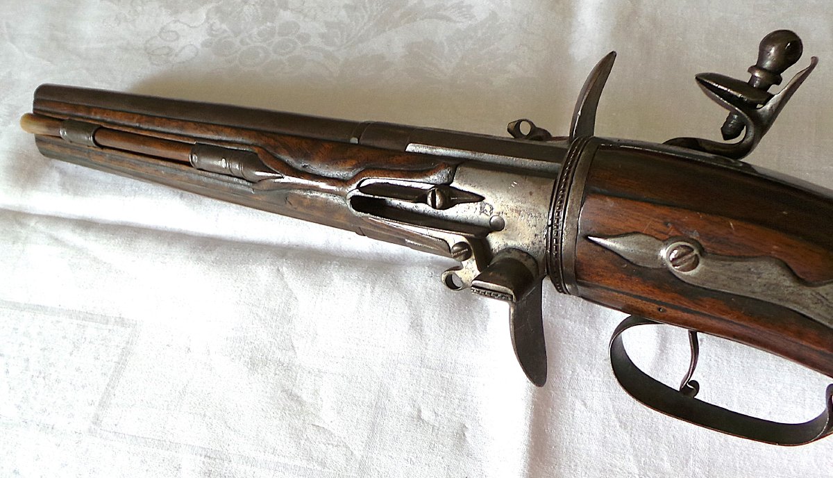 PISTOLET A SILEX A 2 CANONS TOURNANTS - XVII° -LOUIS XIV - CIRCA -1650 - 1680-photo-6