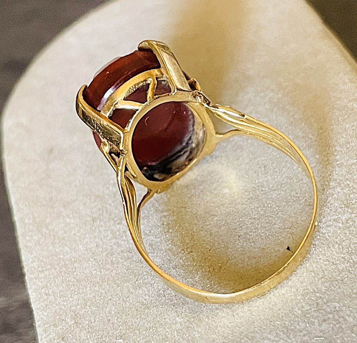 18k Gold Ring - Agate Came - Muse Erato - Victorian Era - 19th Century-photo-4