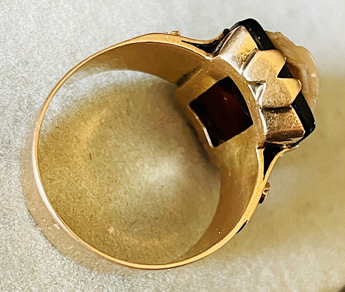 BAGUE OR 18K -CAMEE AGATE HERACLES - NAP III° - XIX°-photo-3