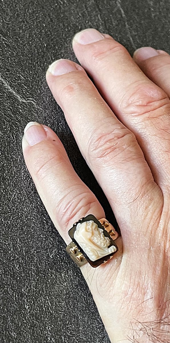 BAGUE OR 18K -CAMEE AGATE HERACLES - NAP III° - XIX°-photo-8