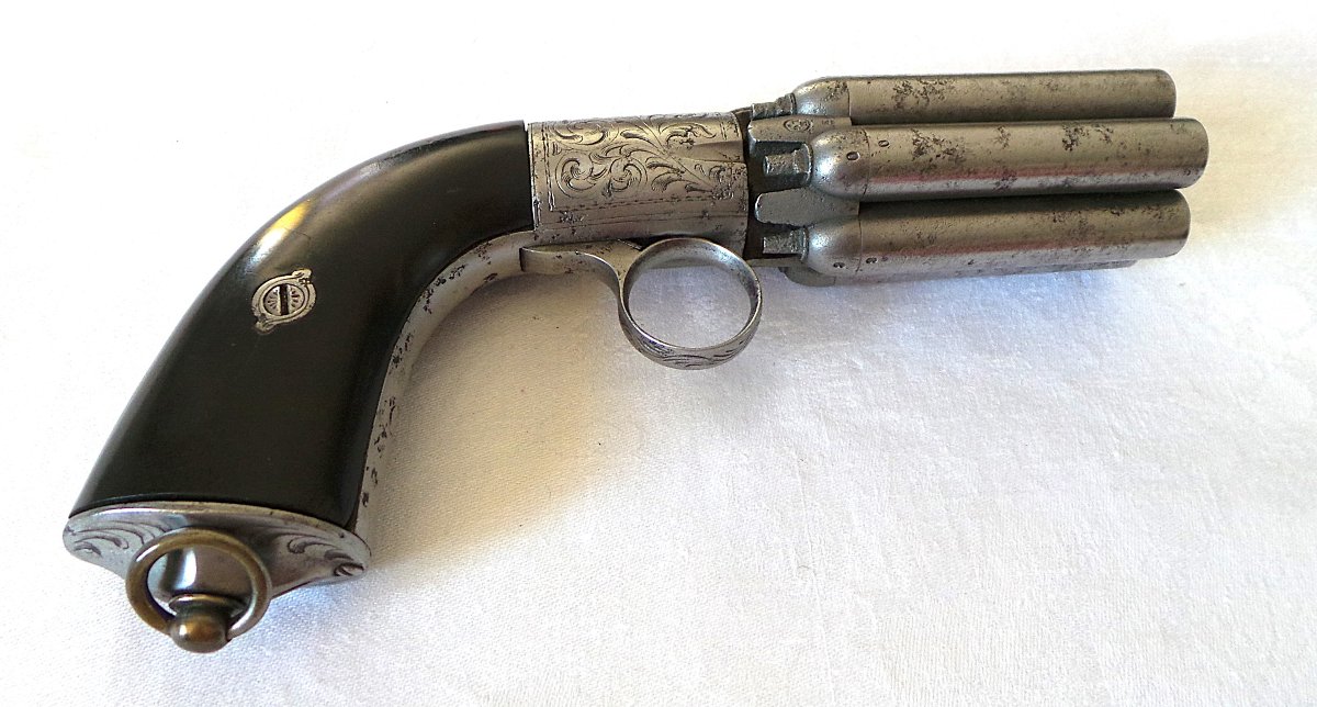 Revolver - "david-hermand" Pepper Mill - 9 Mm Caliber - 6 Cylinders - Top-fire - 1837 - 19th Century -photo-4