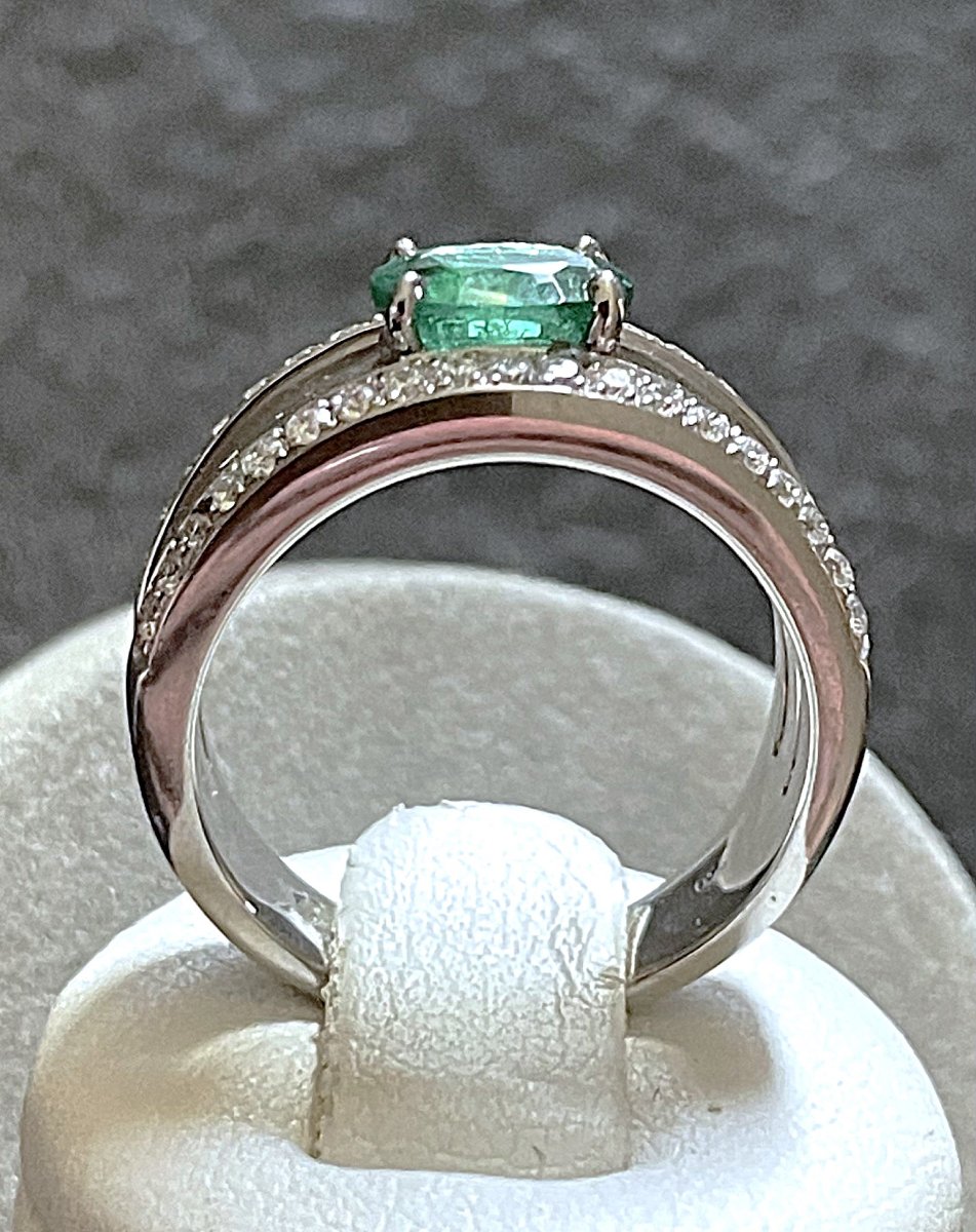 BAGUE OR GRIS 18K - EMERAUDES & DIAMANTS - XX°-photo-3
