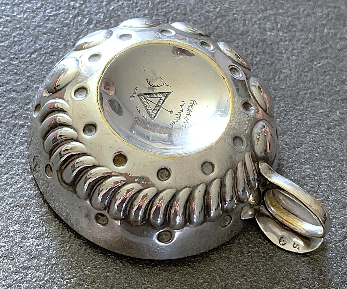 Maconnique Wine Glass - Ribbing And Dots - Decoration Featuring A Second Supervisor & The Initials "h.r." 1859 - 19th Century-photo-2