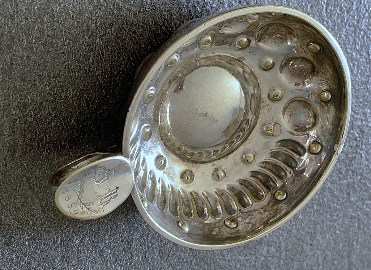 Maconnique Wine Glass - Ribbing And Dots - Decoration Featuring A Second Supervisor & The Initials "h.r." 1859 - 19th Century-photo-3