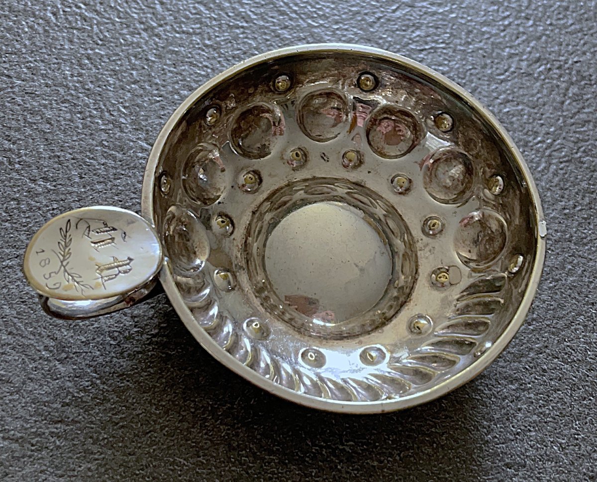 Maconnique Wine Glass - Ribbing And Dots - Decoration Featuring A Second Supervisor & The Initials "h.r." 1859 - 19th Century